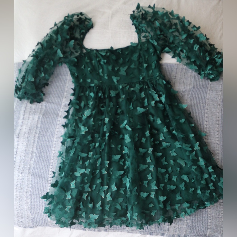 Emerald green butterfly dress